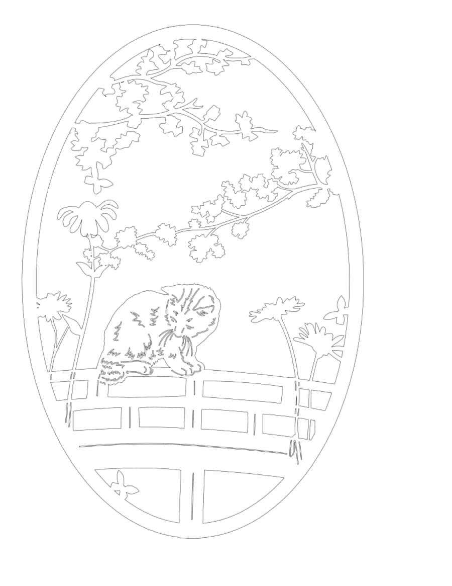 Garden Cat Oval Kids Kids Coloring Pages Pdf Free Vectors